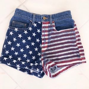 American Flag Denim Shorts